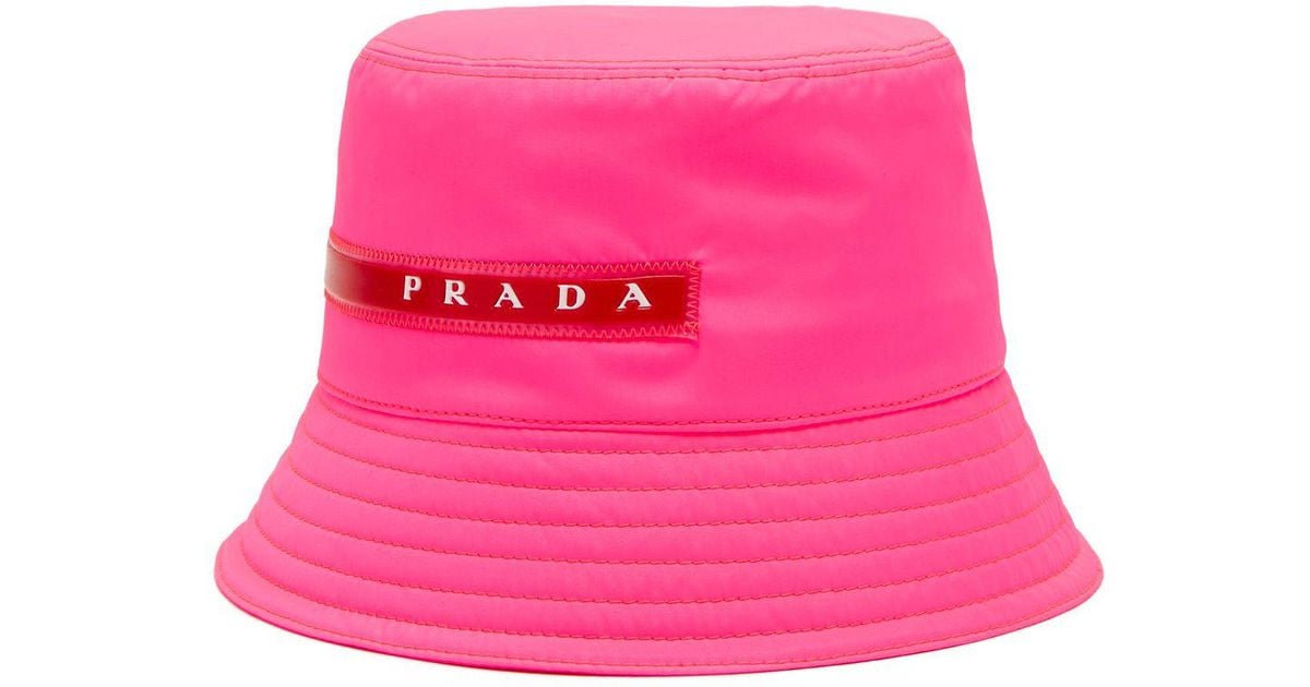 prada bucket hat pink