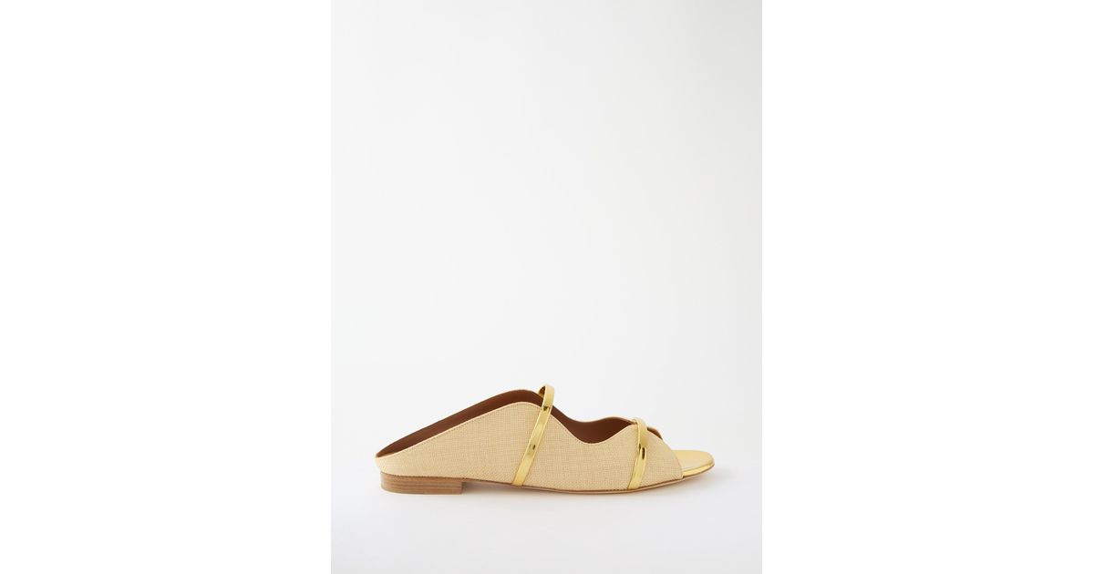 Malone Souliers Norah Raffia Flat Sandals in Natural | Lyst