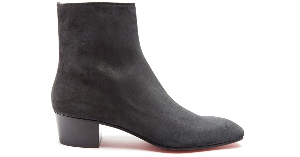 Christian Louboutin Huston Suede Boots in Black for Men | Lyst