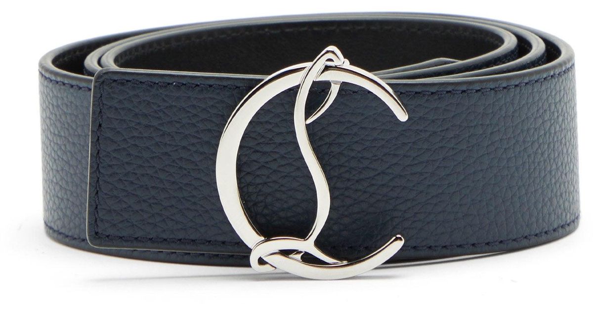 Christian Louboutin Monogram-buckle Leather Belt in Blue for Men - Lyst
