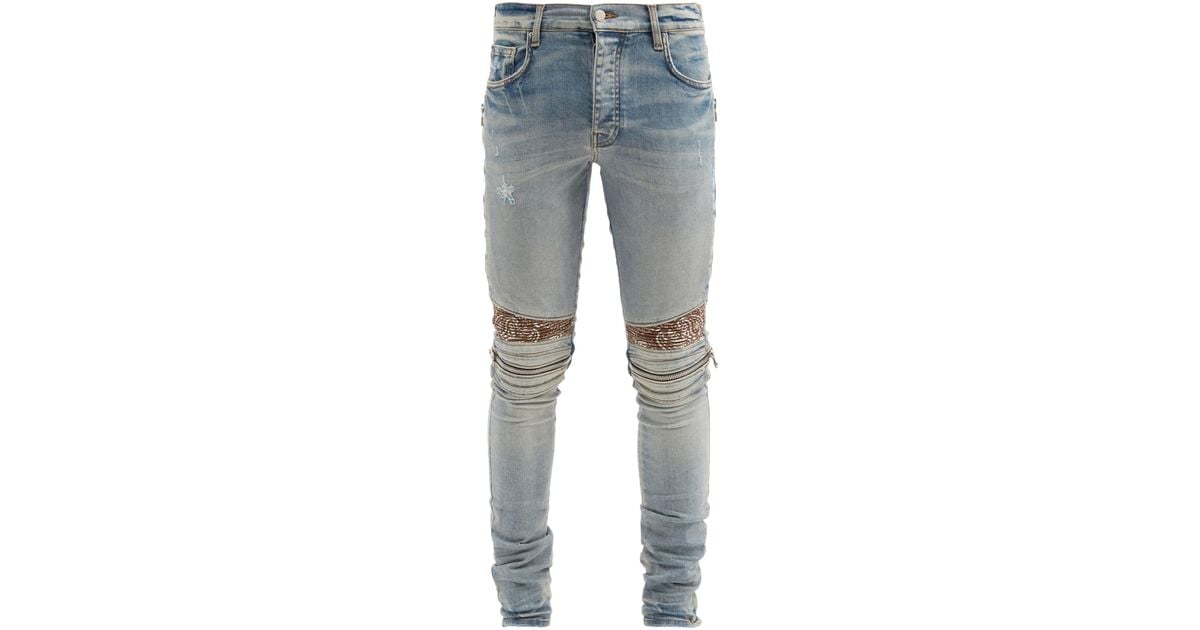 amiri brown bandana jeans