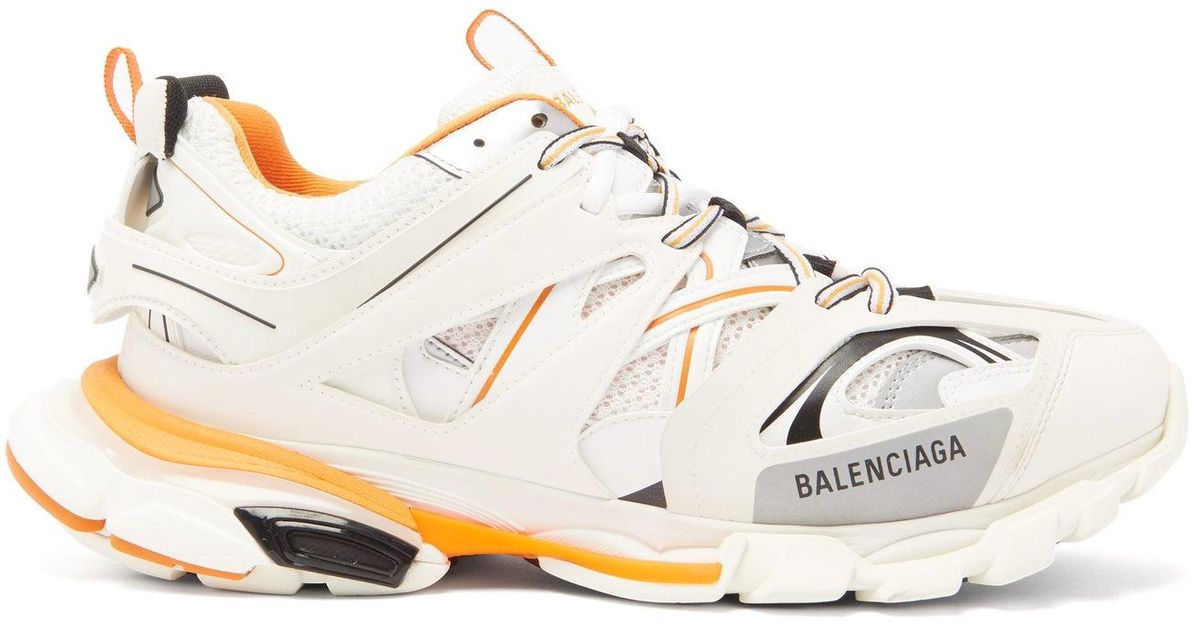 Balenciaga Leather Track Low-top Mesh Trainers in White for Men - Lyst