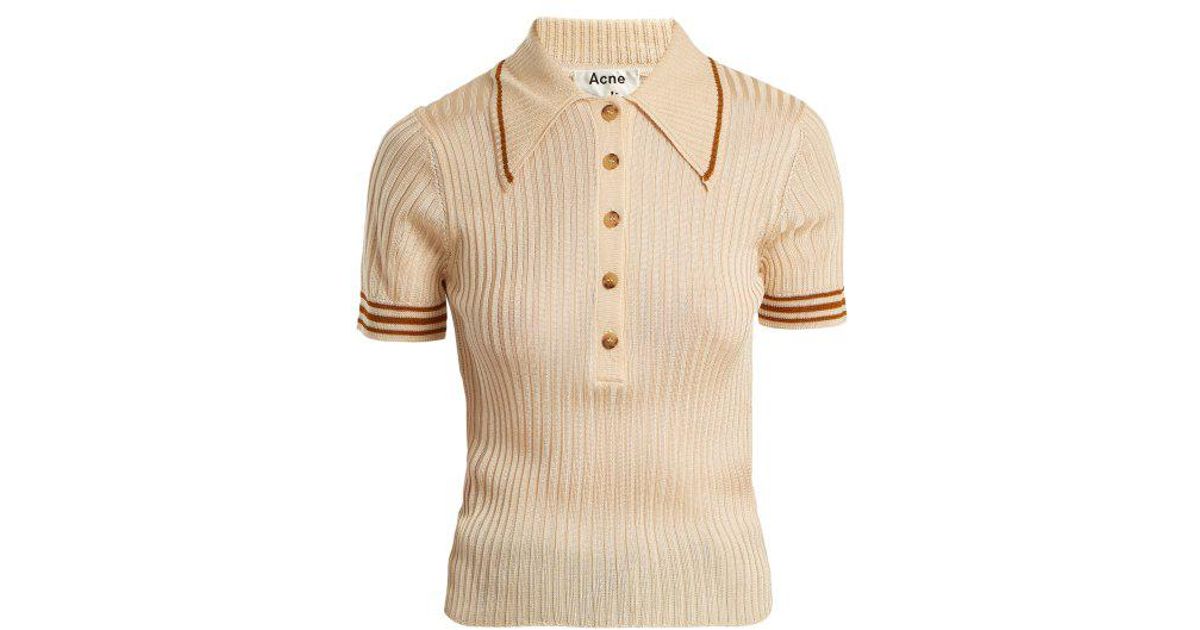 Acne Studios Shanita Ribbed-knit Polo-shirt in White | Lyst