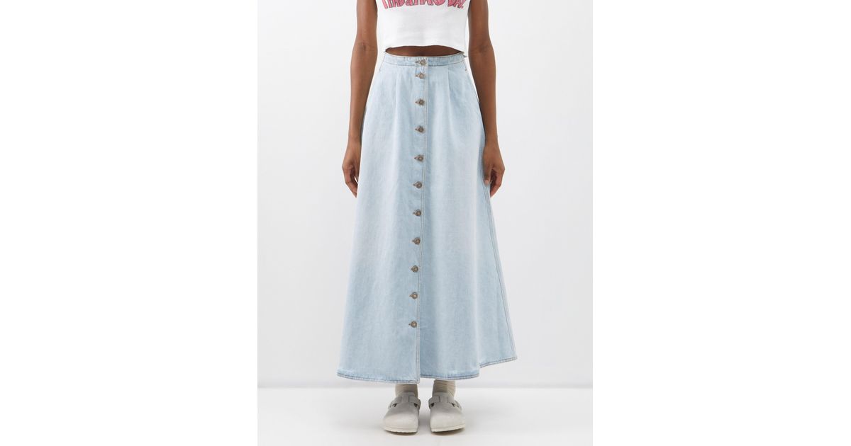 ERL Buttoned Denim Maxi Skirt in Blue | Lyst