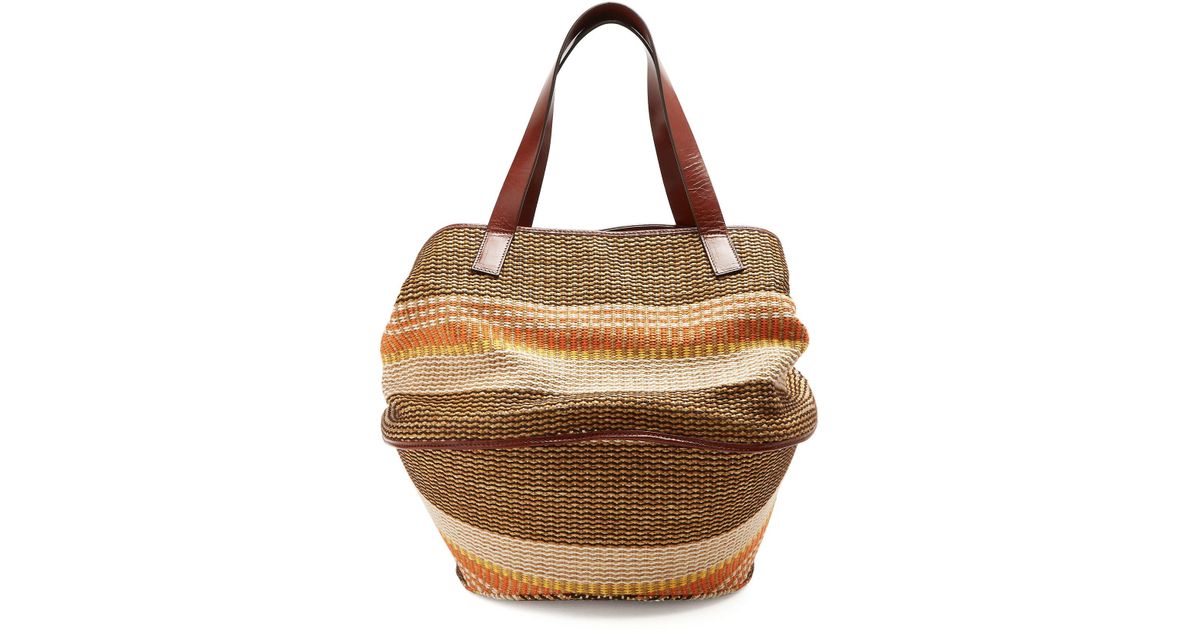Weekend by Maxmara Party Raffia And Leather Basket Bag in Brown - Lyst