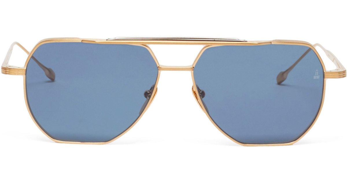 Jacques Marie Mage Brion Aviator Titanium Sunglasses in Gold (Metallic