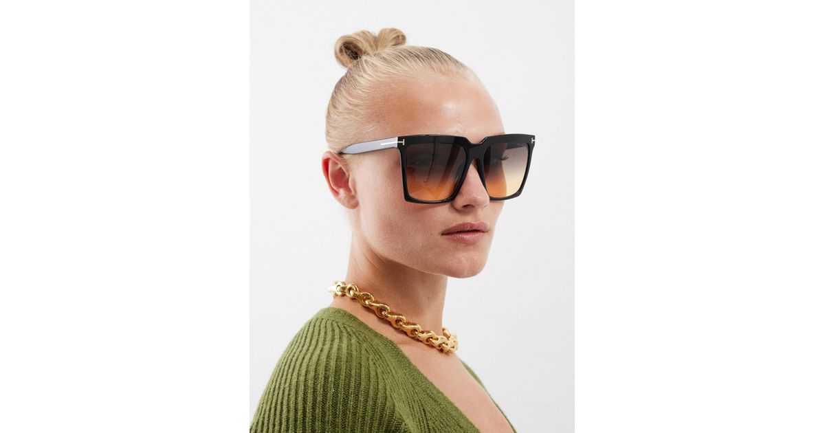 Tom Ford Sabrina Oversized Square Acetate Sunglasses in Natural | Lyst