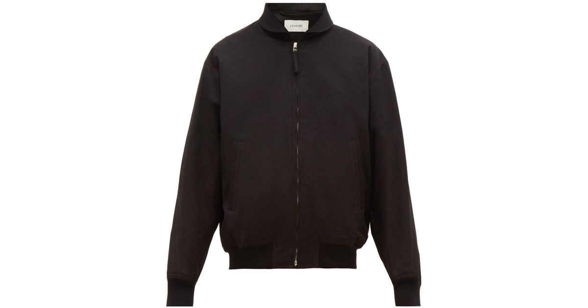 Lemaire Zip Front Cotton Twill Bomber Jacket in Black for Men - Lyst