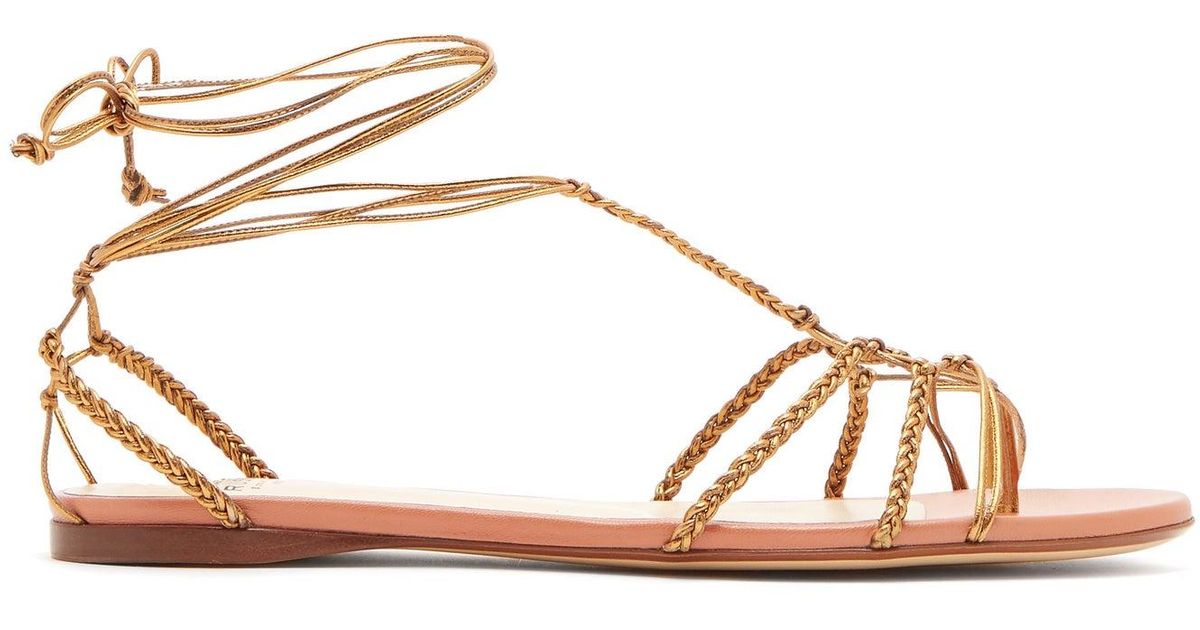 Francesco Russo Braided Ankle-strap Leather Flat Sandals - Lyst
