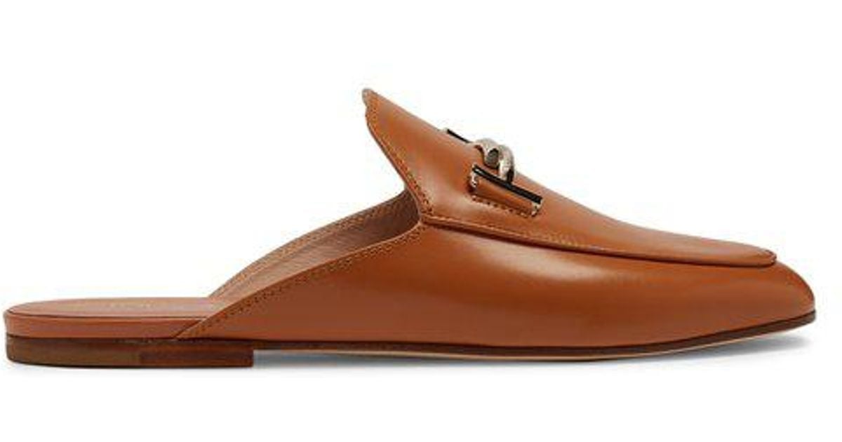Cuoio T-bar Leather Backless Loafers 