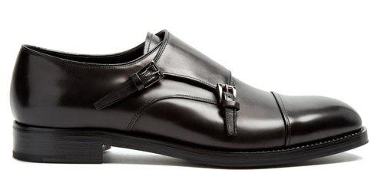 Prada Double Monk-strap Leather Shoes 