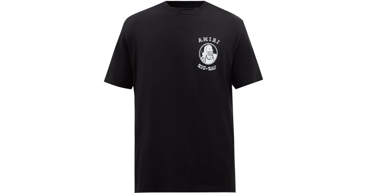 Amiri X Zig-zag Logo-print Cotton-jersey T-shirt in Black for Men ...