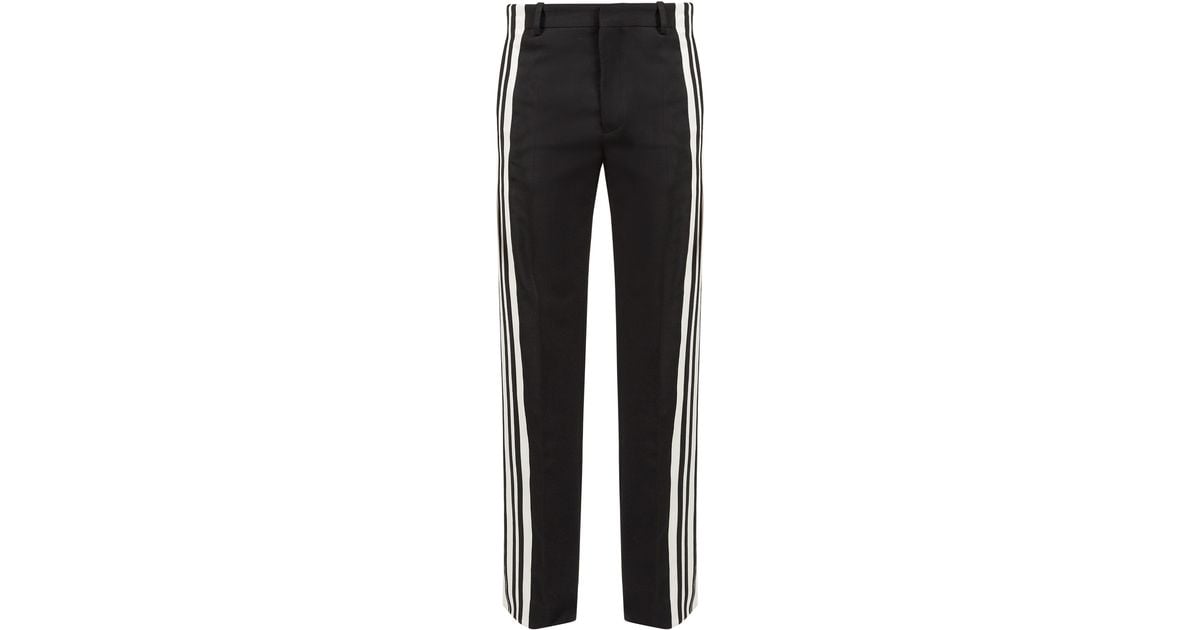 Balenciaga Side-striped Stretch-twill Trousers in Black for Men | Lyst