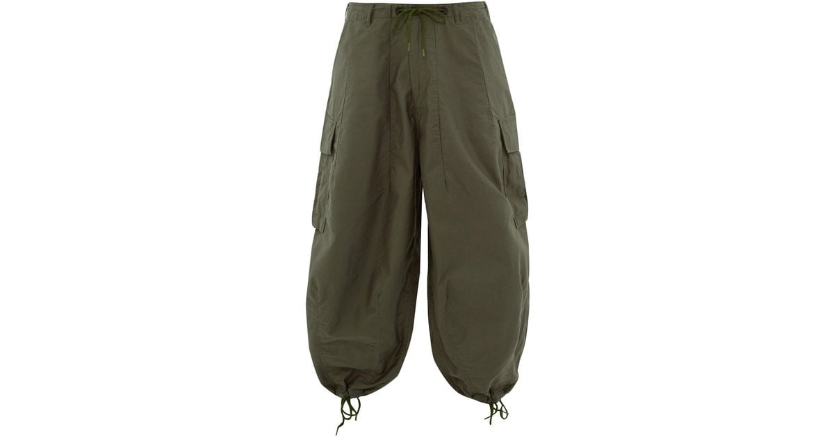 Needles Wide Legged Cotton Cargo Trousers in Green for Men | Lyst