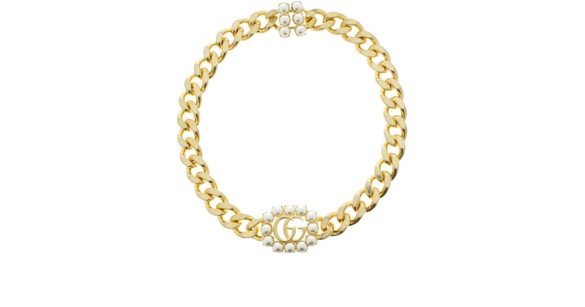 Gucci GG Faux-pearl Choker Necklace in Metallic | Lyst