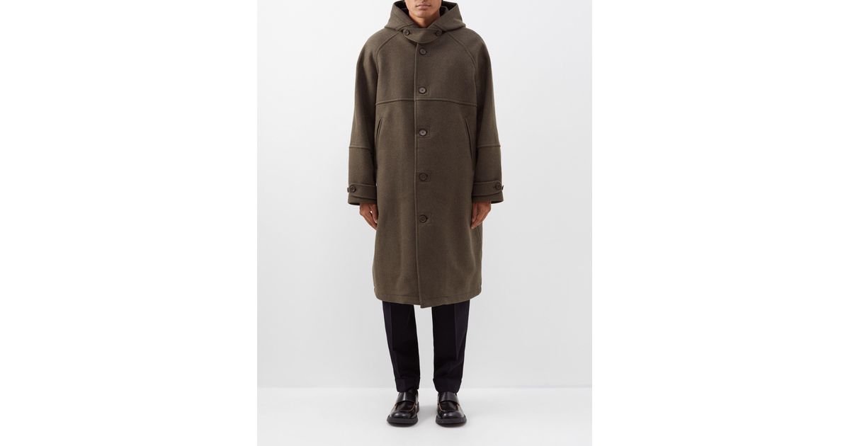 Our Legacy Raglan-sleeve Wool-blend Hooded Duffle Coat in Brown for Men |  Lyst