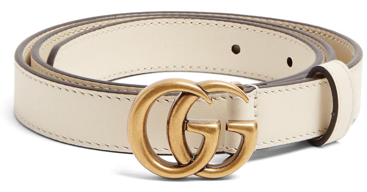 Gucci Gg-logo 2cm Leather Belt in Cream 