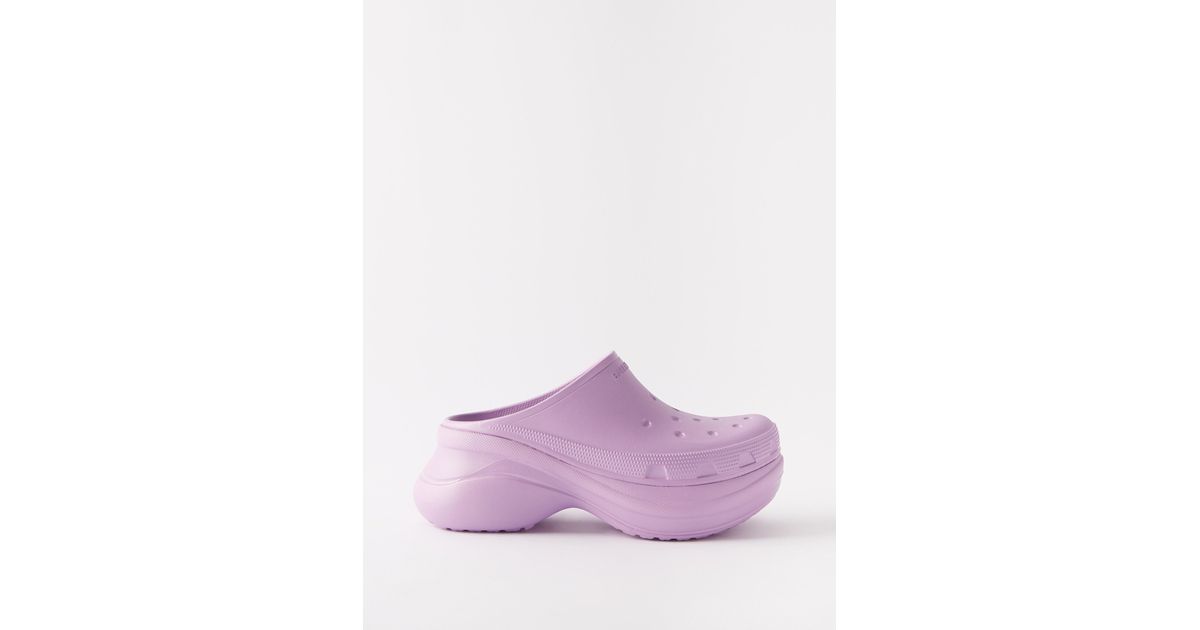Balenciaga X Crocs Rubber Platform Clogs in Purple Lyst