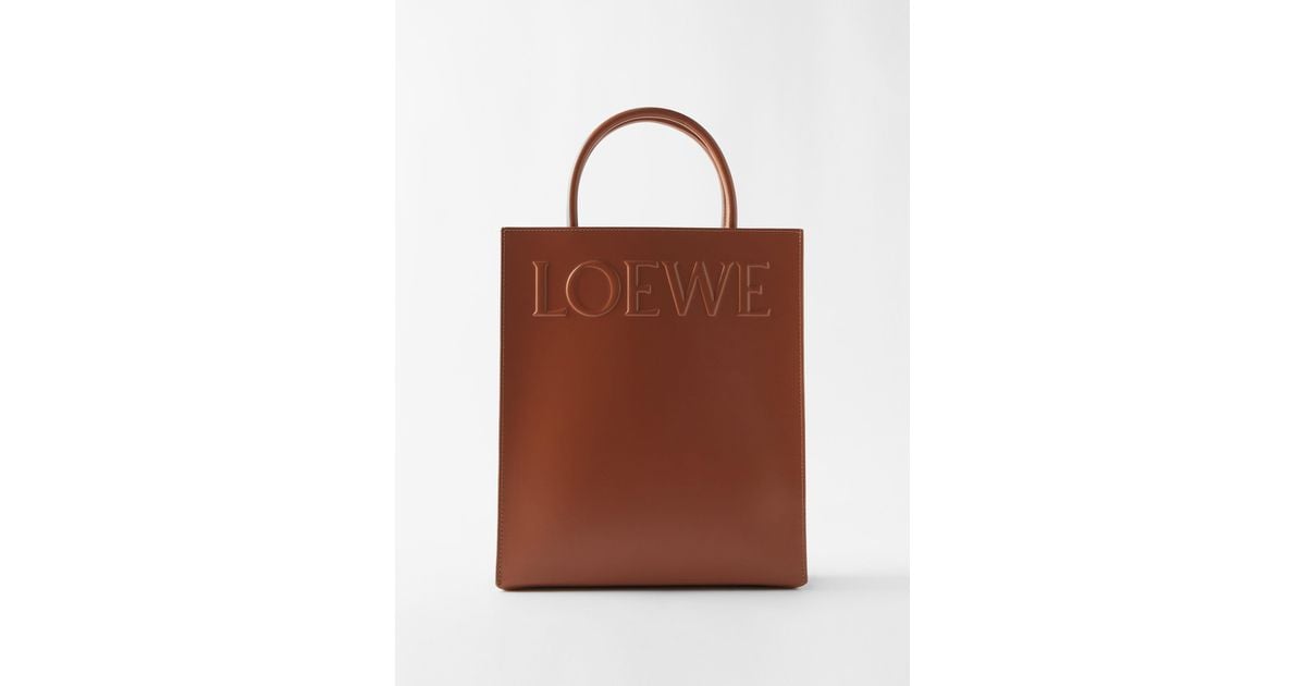 Loewe A4 Embossed-logo Leather Tote Bag in Brown | Lyst UK