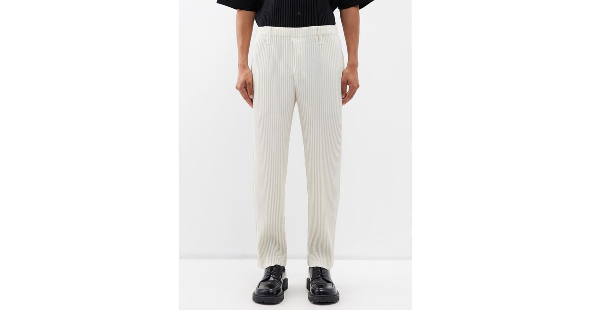 Homme Plissé Issey Miyake Technical-pleated Trousers in White for