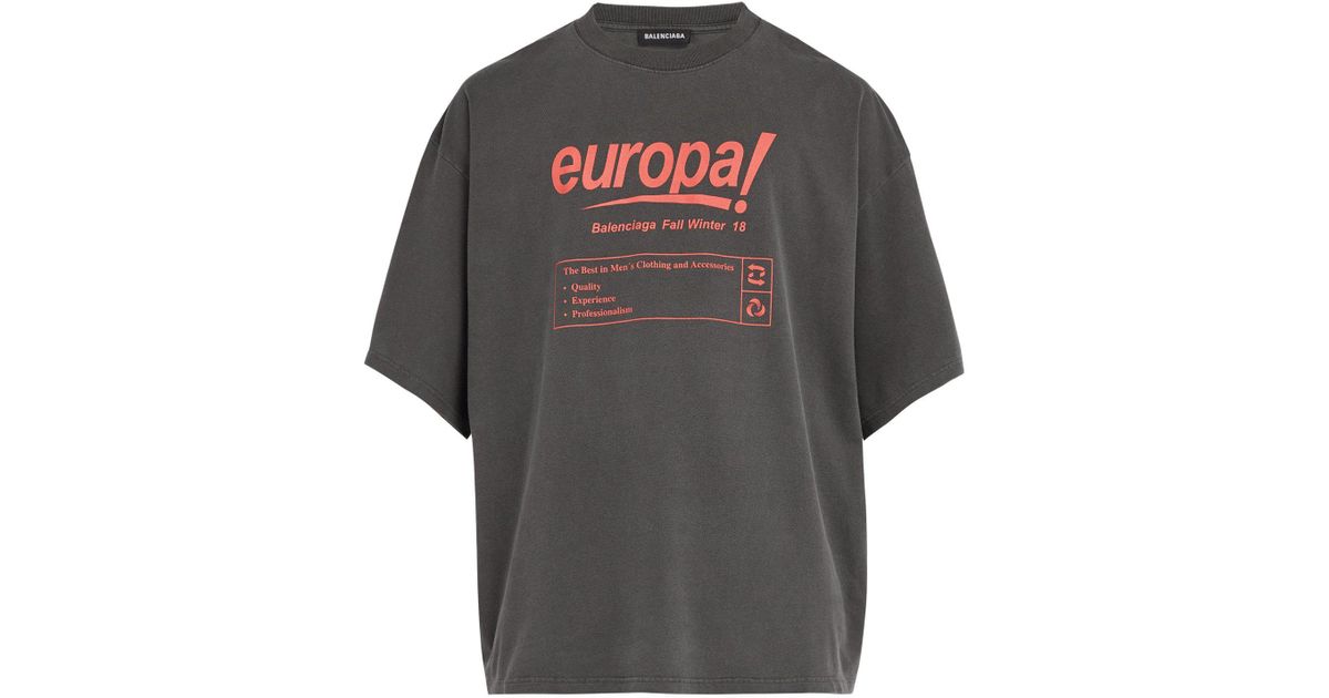 Balenciaga Europa-print Cotton T-shirt in Black for Men | Lyst