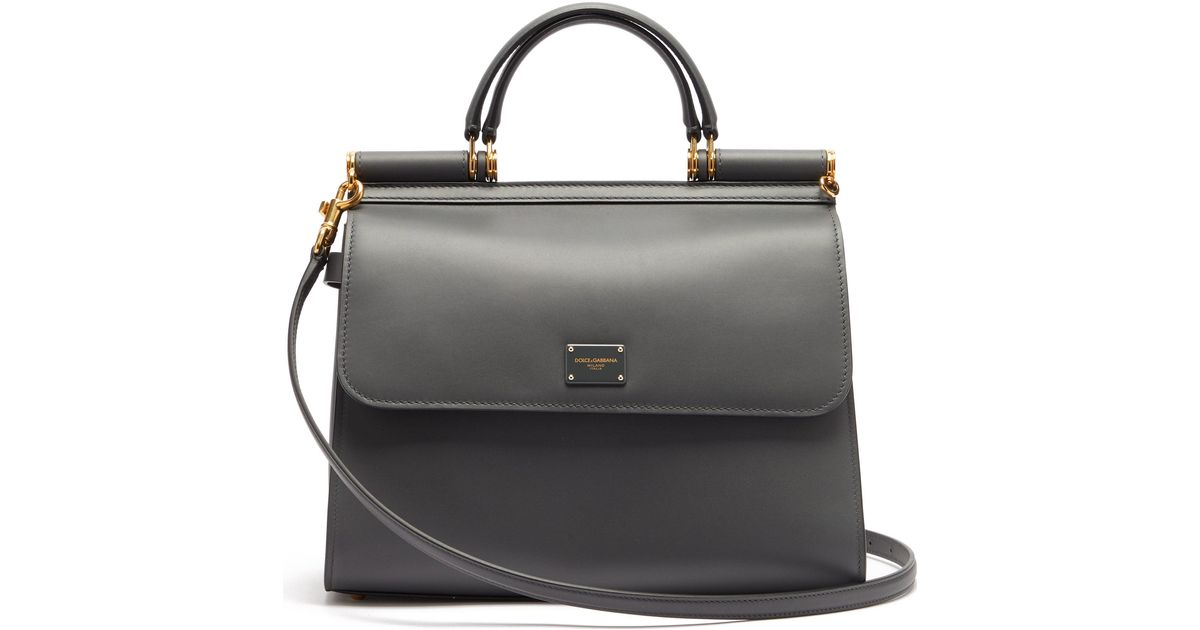 Dolce & Gabbana Sicily 58 Large Leather Bag in Gray