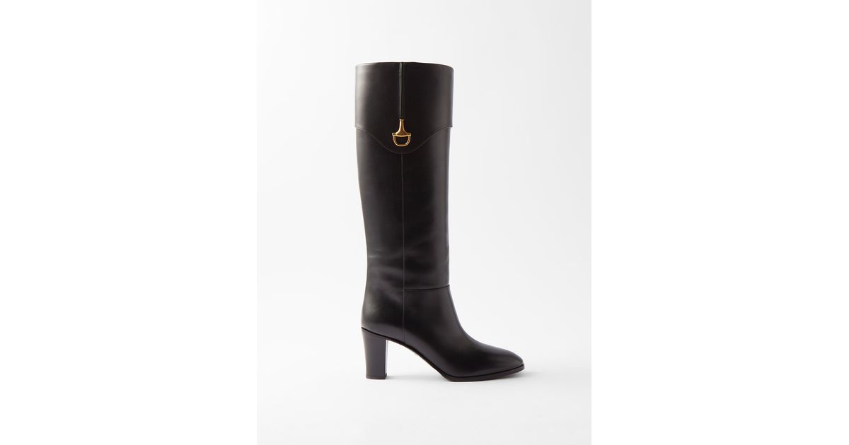 Gucci Horsebit 75 Leather Kneehigh Boots in Black Lyst