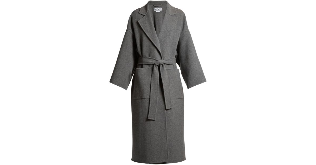 Loewe Oversized Tie-waist Wool And Cashmere-blend Coat in Grey (Grey ...