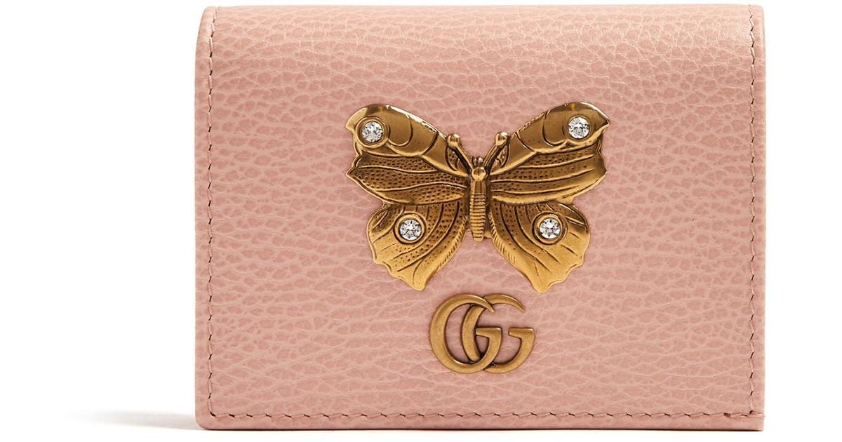 Gucci Butterfly-embellished Leather Wallet in Light Pink (Pink) - Lyst