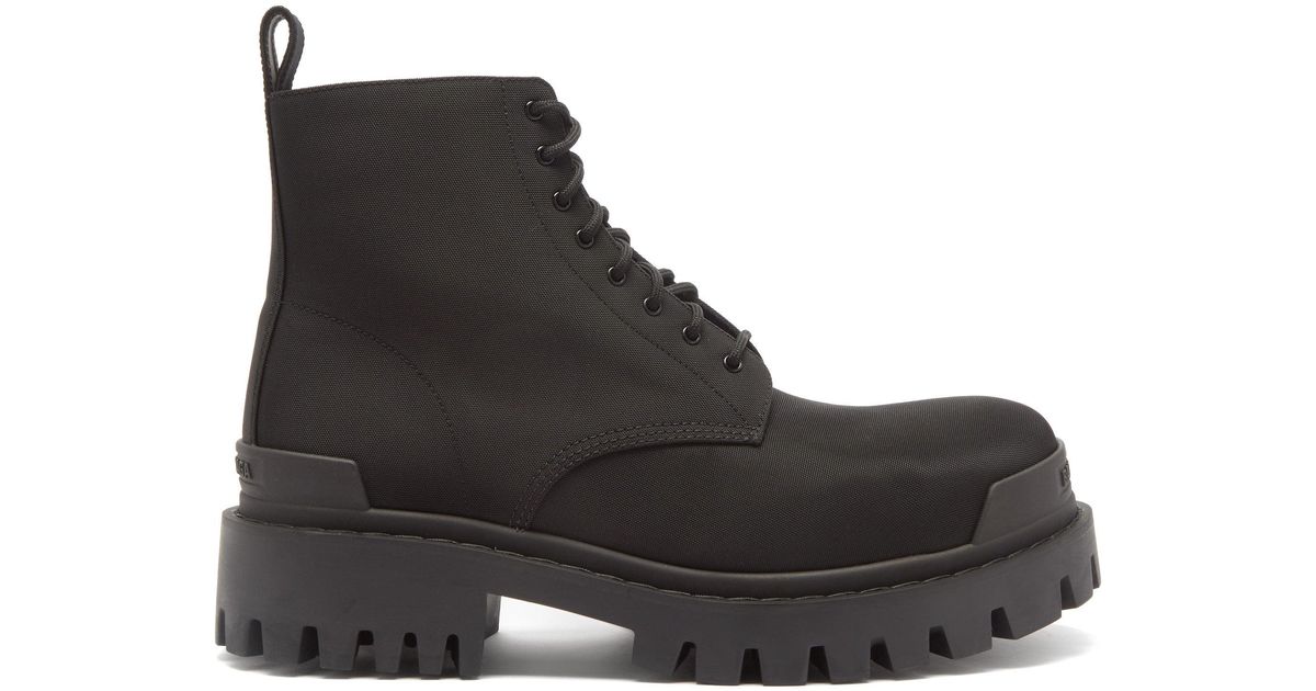 Balenciaga Synthetic Strike Nylon Lace-up Boots in Black for Men 