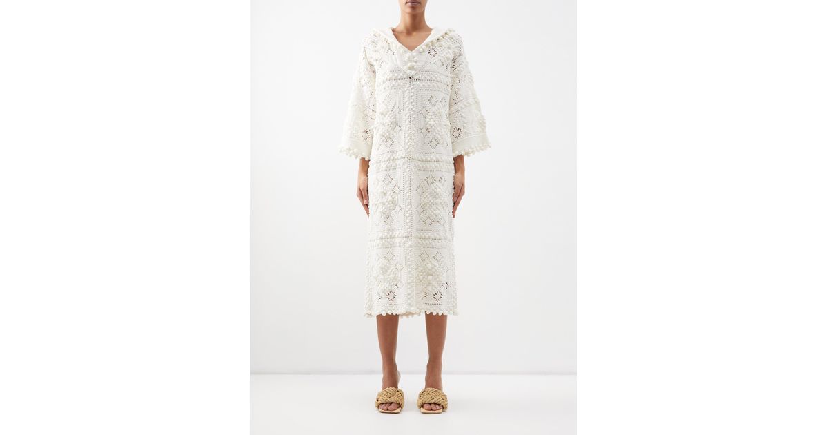 Zimmermann Wonderland Hooded Crochetknit Cotton Dress in White Lyst
