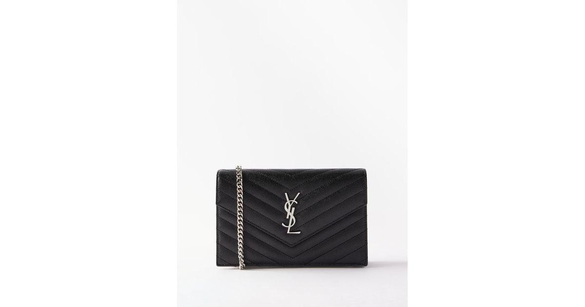 Saint Laurent Cassandre Ysllogo Quiltedleather Shoulder Bag in Black