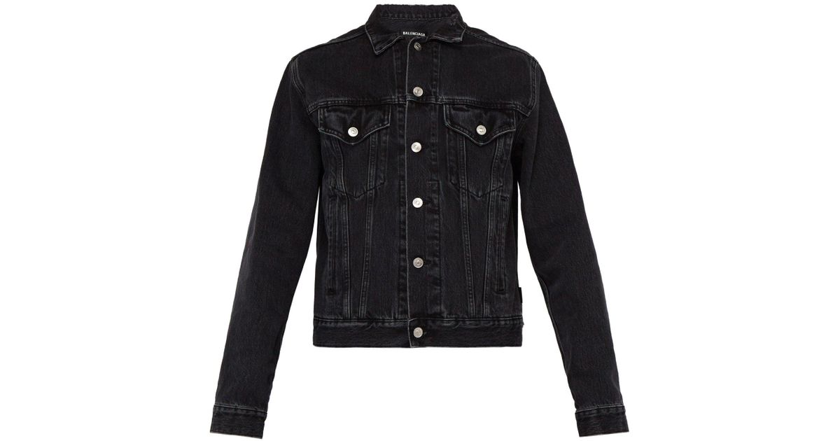 Balenciaga Washed Denim Jacket in Black for Men - Lyst