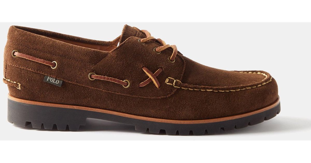 Polo Ralph Lauren Ranger Suede Deck Shoes in Brown for Men | Lyst