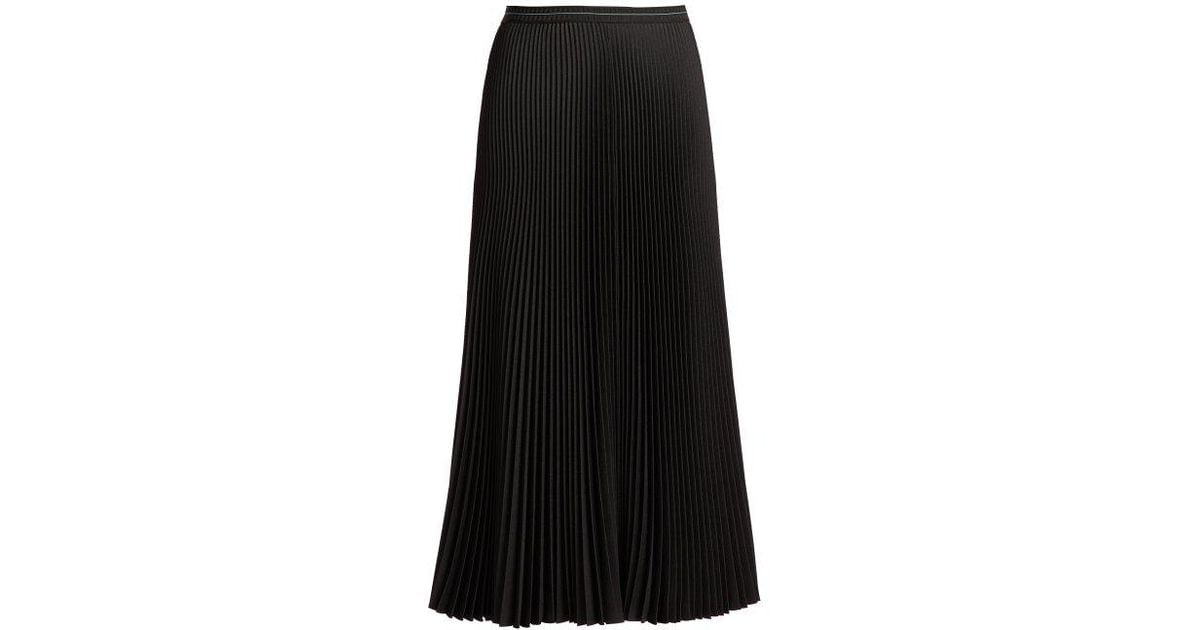 black pleated twill skirt