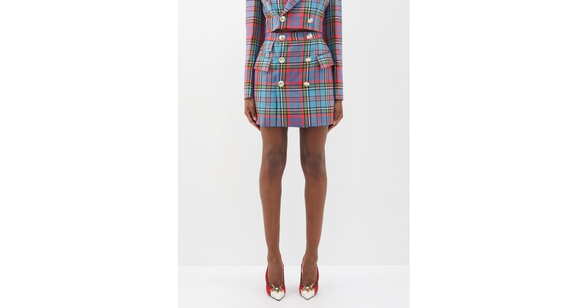 Vivienne Westwood Tartan Wool Mini Skirt in Blue Lyst