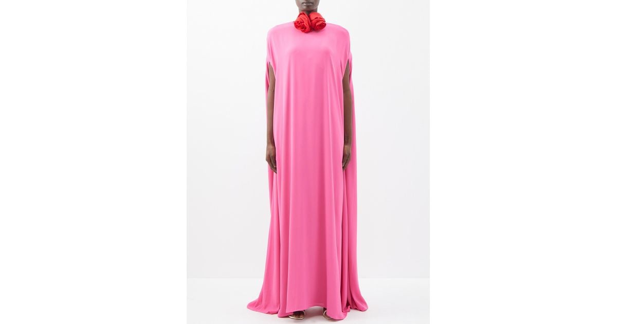 BERNADETTE Eleonore Crepe Cape Gown in Mid Pink (Pink) | Lyst