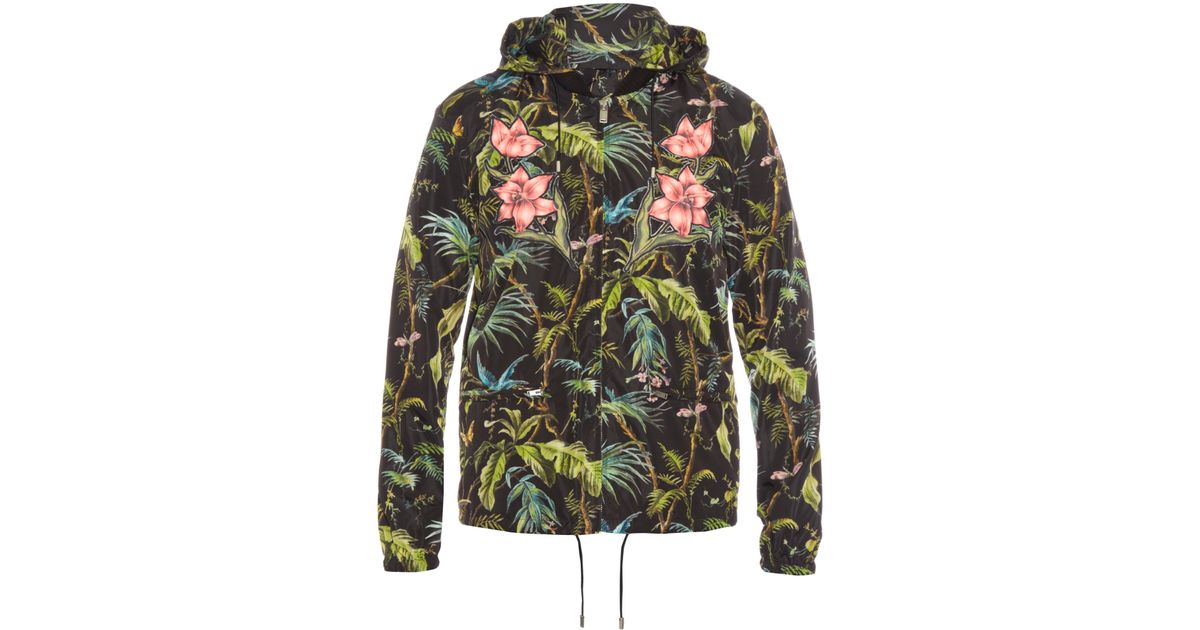 Gucci Detachable-hood Jungle-print Nylon Bomber Jacket in Green for Men |  Lyst