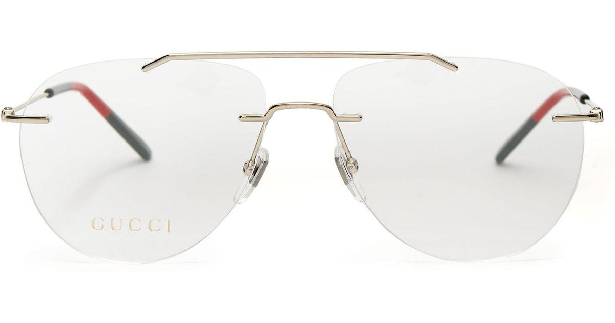 Gucci Silk Rimless Aviator Glasses in 