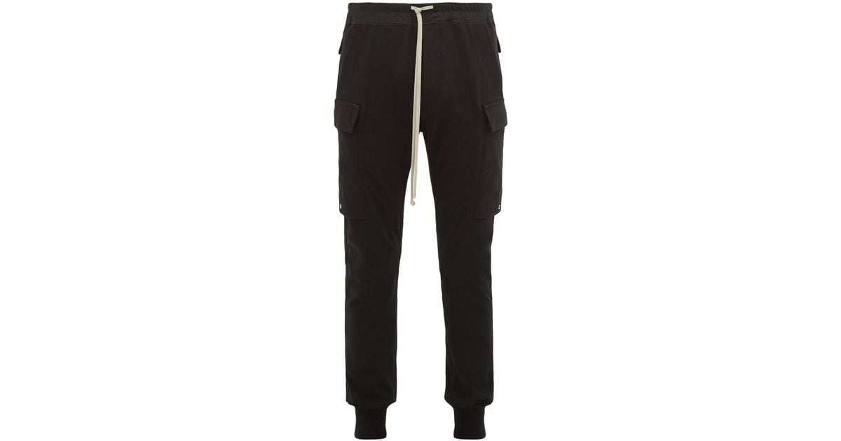 Rick Owens Babel Drawstring Cotton-cargo Track Pants in Black for 