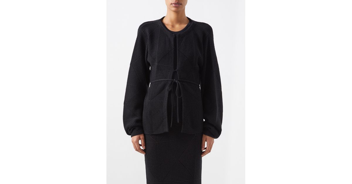 Totême Tiewaist Geometricknit Cardigan in Black Lyst