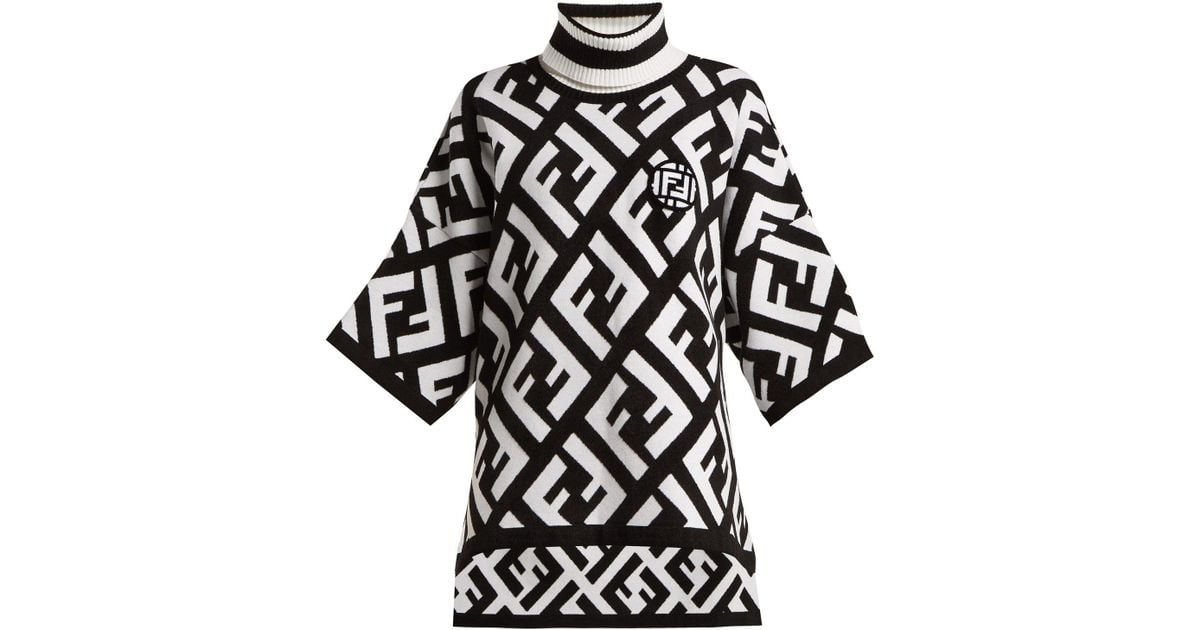 Fendi Wool Logo-jacquard Poncho in 