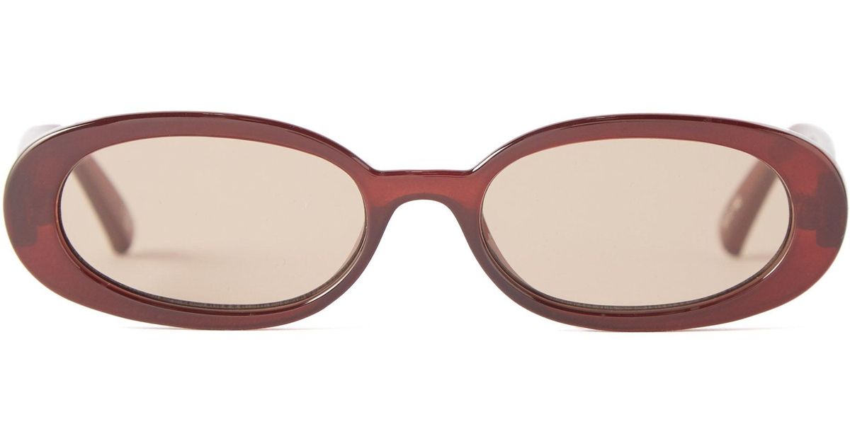 Le Specs Outta Love Oval Acetate Sunglasses In Brown Lyst Canada