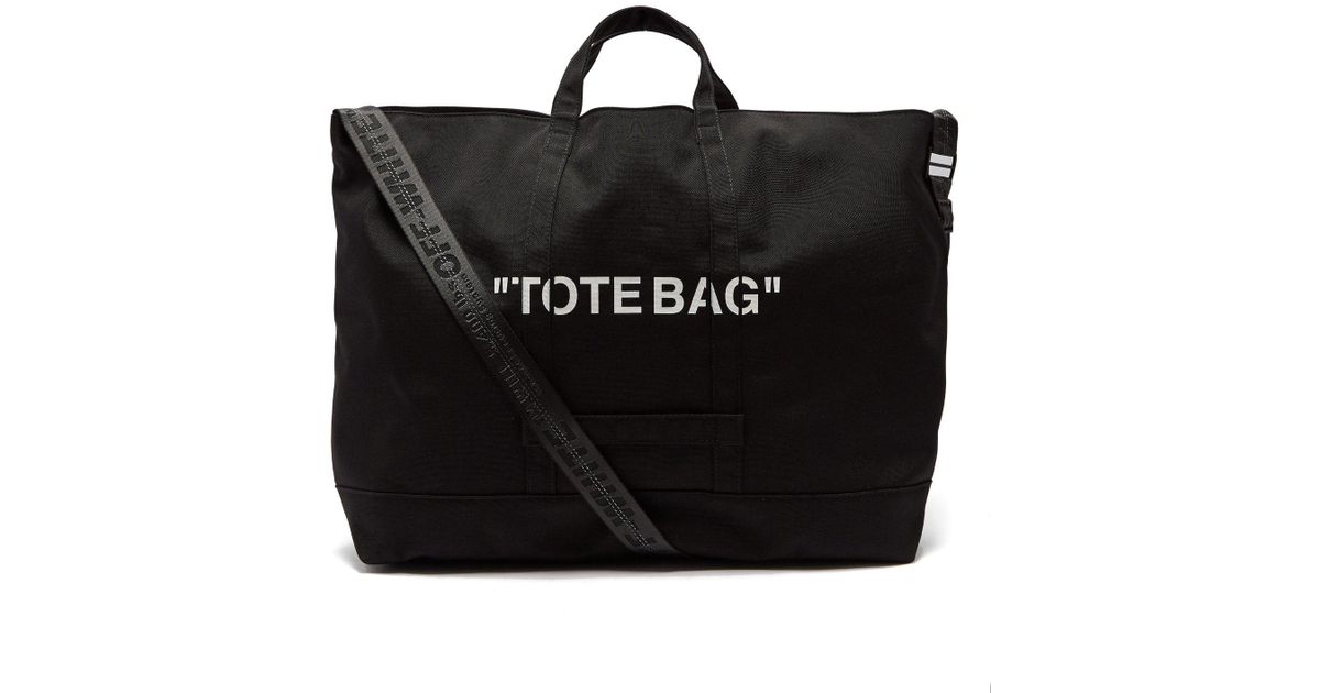 Off-White c/o Virgil Abloh Quote Canvas Tote Bag in Black for Men | Lyst