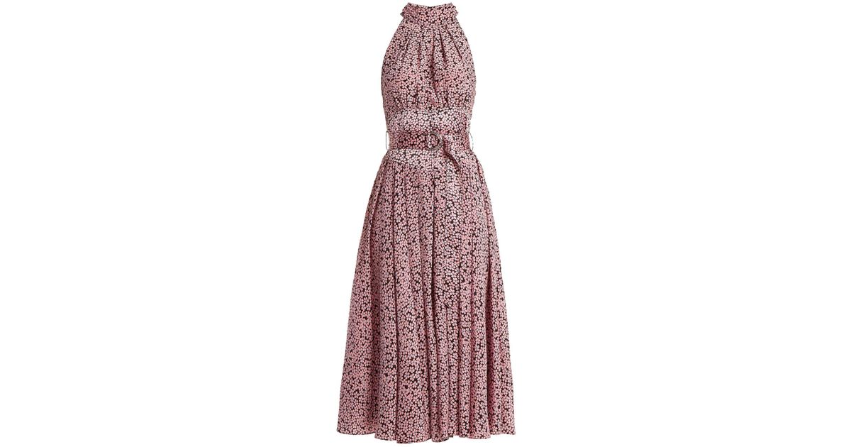 Diane von Furstenberg High-neck Silk Dress in Pink | Lyst
