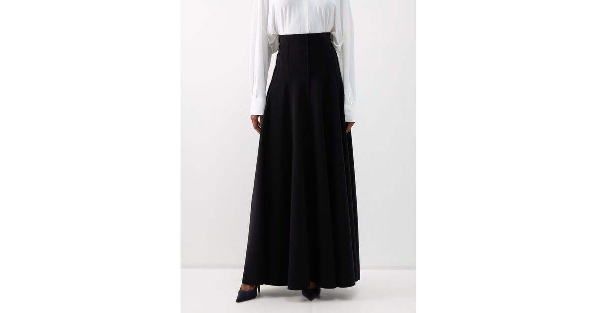Norma Kamali Grace High-rise Pleated Maxi Skirt in Black | Lyst