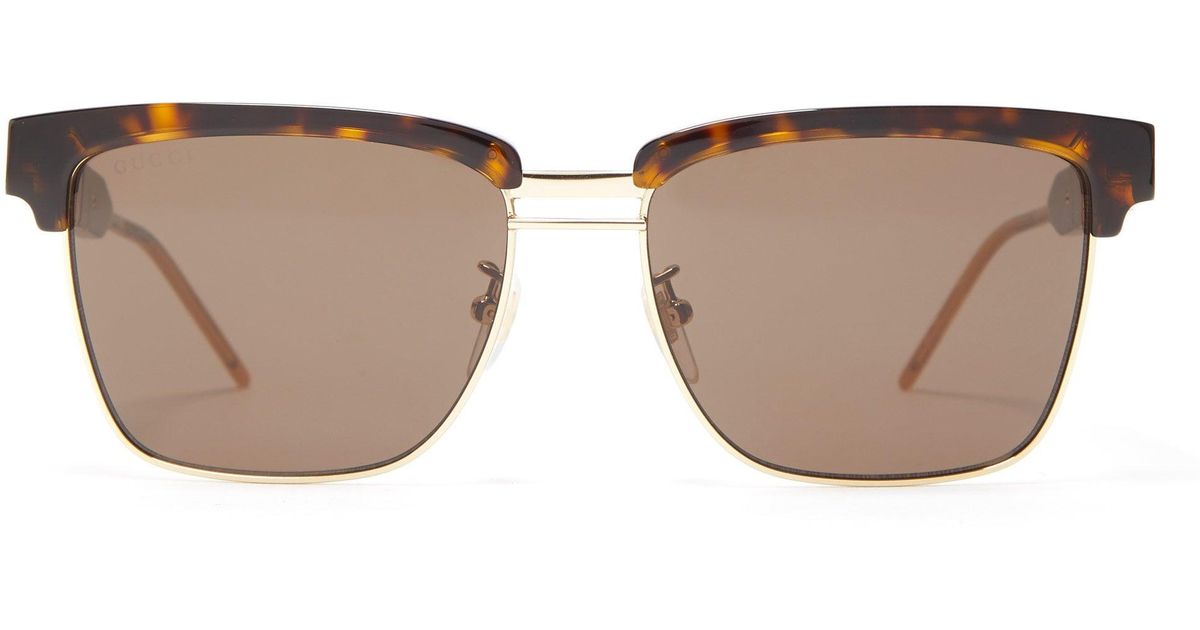 Gucci Browline Square Acetate And Metal Sunglasses for Men - Save 30% - Lyst