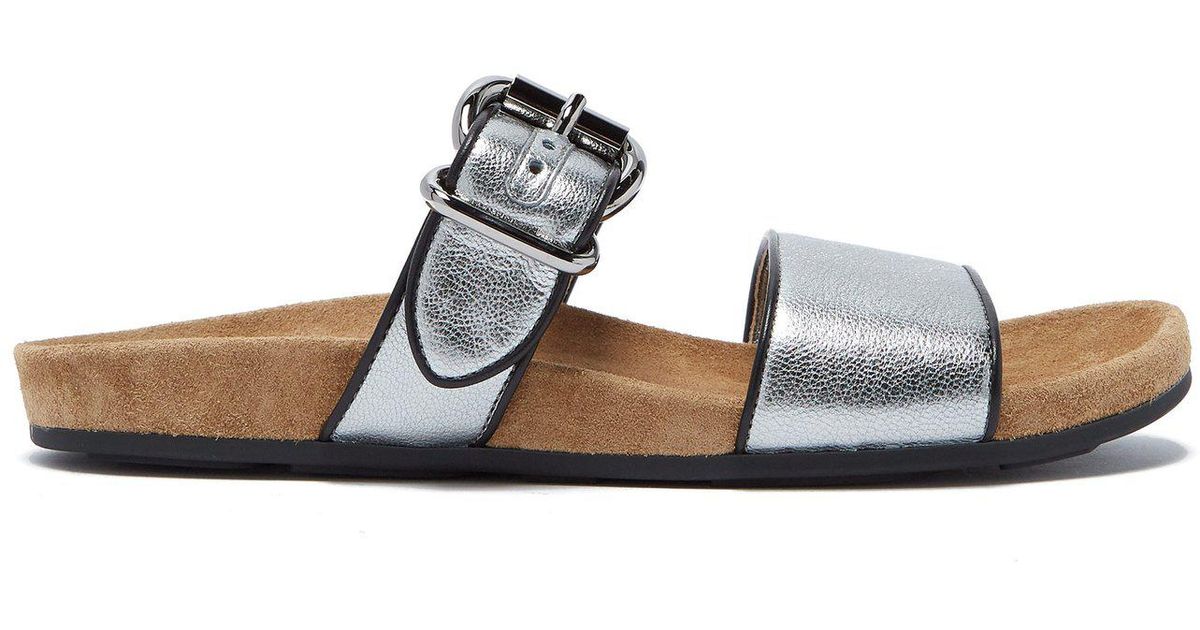 double strap leather slides