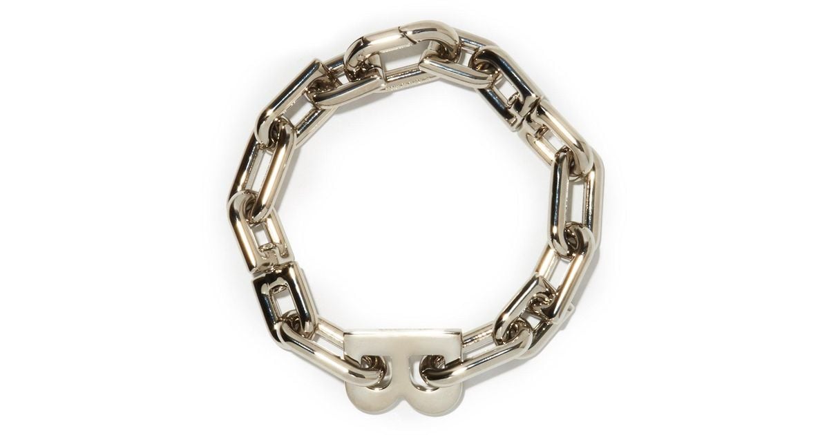 Balenciaga B-logo Chain-link Metal Bracelet in Silver (Metallic) for 