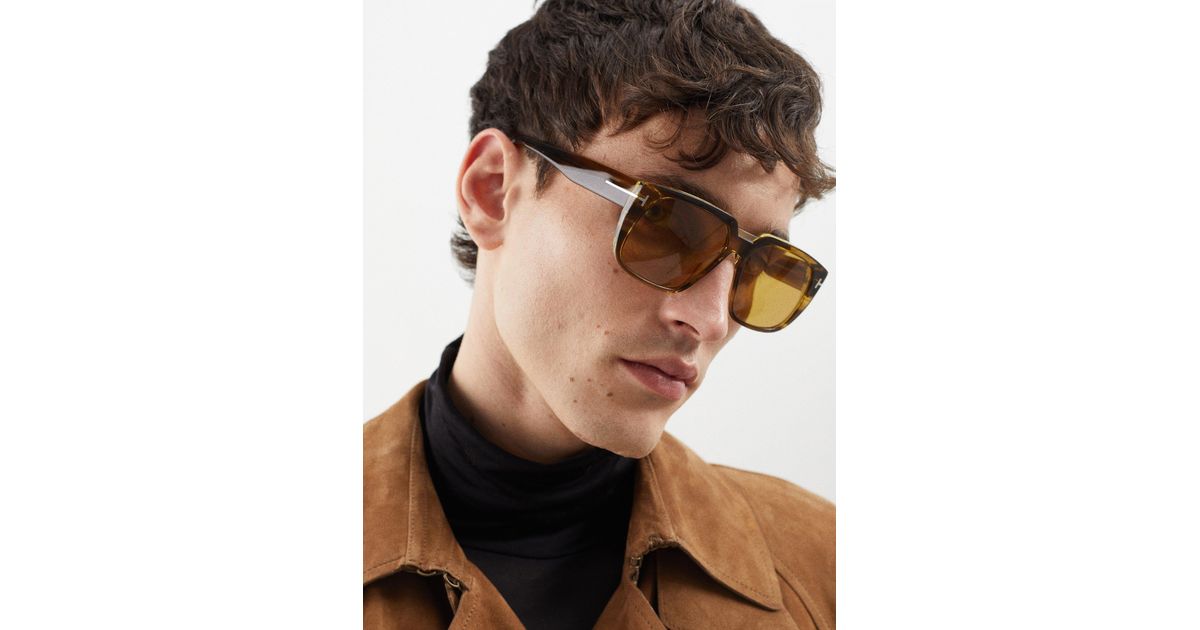 Tom Ford Translucent Square Acetate Frame Sunglasses Men